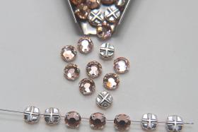 34ss Clear Flatback Vintage Swarovski Crystal Light Peach Rose Montees 8mm Silver Plated Mounted Rose sewon embroidery materials wedding