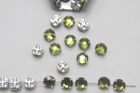 30ss Clear Flatback Vintage Swarovski Crystal Olivine Rose Montees 7mm Silver Plated Mounted Rose sewon embroidery materials wedding