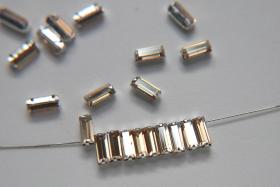 Swarovski 4x2 MM Baguette Vintage Crystal Prong Settings in Crystal Golden Shadow strass embellishments vintage rare embroidery materials