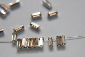 Swarovski 7x3 MM Baguette Vintage Crystal Prong Settings in Crystal Golden Shadow strass embellishments vintage rare embroidery materials