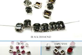Swarovski 10X8 MM Octagon in Vintage Silver Prong Settings BRASS SETTINGS strass embellishments vintage rare