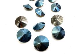 12mm Metallic Blue Vintage Swarovski 3015 Sew On Rivoli Button Genuine Swarovski Crystal