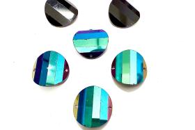 Crystal Rainbow Dark  Swarovski Crystal Square Faceted Buttons for Sewing Projects - 16mm Vintage Crystal Button Beads and Jewelry Supplies