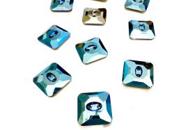 Metallic Blue (3017) Swarovski Crystal Square Faceted Buttons for Sewing Projects - 16mm Vintage Crystal Button Beads and Jewelry Supplies