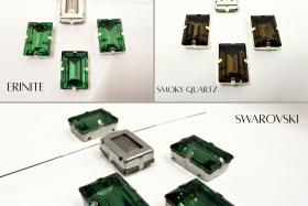 Swarovski 18x13 Crystal 4527 step cut Silver Clips Sewon 4 hole embroidery material sewing jewelry making craft vintage supply