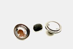 14mm Swarovski Art.# 1790.1 - Swarovski Decorative Jeans Buttons , Crystal Stones, Silver Brushed Casting