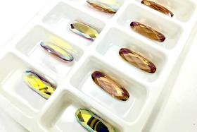 Vintage Swarovski 4161 Long Classical Oval 21x7mm Light Colorado Topaz AB unfoiled (2 Pieces) gemstones, jewlery making, color zirconium