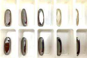 Vintage Swarovski 4161 Long Classical Oval 21x7mm Amethyst Satin foiled (2 Pieces) gemstones, jewlery making, color zirconium