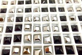 Vintage Swarovski 8mm Crystal Square Princess Cut in Jet Metallic Silver Unfoiled 4447 Premier Crystal Rhinestones 2/6/12/36 Pieces gemstone