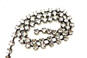 16ss Swarovski 2088 Chain in Flat Back CRYSTAL 4mm Vintage Black Settings Bridal Supplies Jewelry Making