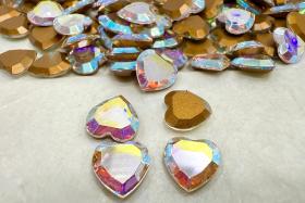 Swarovski #4816/2 Heart Flatback 10mm Crystal Aurore Boreale 6 Pieces fancy stones jewelry making