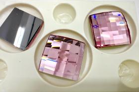 Swarovski 30 mm Chessboard Light Rose Crystal No Hot-Fix Flatback chunky Rhinestone