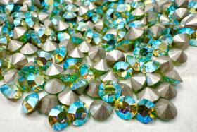 29ss Swarovski Crystal 1028 Chaton Chrysolite Aurore Boreale Round Stone Pointed Back Crystal