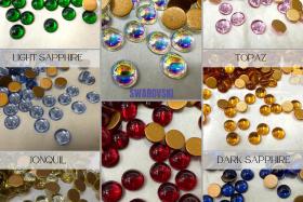 Swarovski 5mm Round Cabochon Cabs foiled Fuchsia Article # 2090/4 Vintage Flat Back JEWELRY COMPONENTS