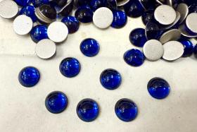7mm Swarovski Round Cabochon Cabs Dark Sapphire foiled Article # 2090/4 Vintage Flat Back