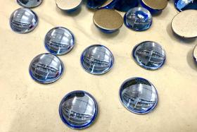 12 mm Swarovski Round Cabochon Cabs Light Sapphire foiled Article # 2090/4 Vintage Flat Back