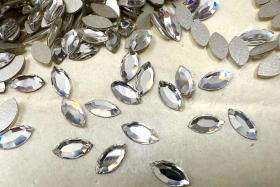 Swarovski 8x4 mm 2200 vintage rose cut faceted flat back navette glass cabs cabochons