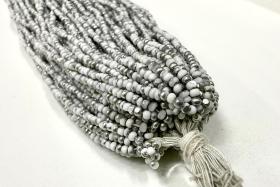 11/0 Hanks Charlotte Cut Beads 03050 Patina Chalk White Silver 2.0mm glass beads, jewelry supply, findings