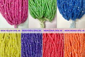 8/0 Hanks Hanks Charlotte Cut Beads Patina Opal Neon 7 colors of Aurore Boreale PREMIUM SEED BEADS Native Supplies truecuts beads