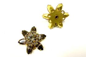 20mm Vintage brass Swarovski Navette Flower Design in black diamond Embellishment DIY Supplies wedding decorations