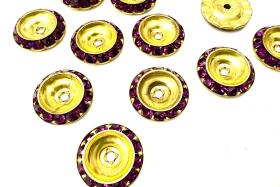 Vintage Swarovski in Amethyst crystals mounted on brass metal bead 18mm