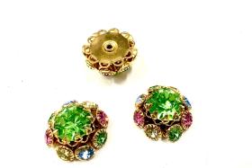 18 mm Vintage Gold plated multi colored Swarovski Embellishment DIY Supplies wedding decorations