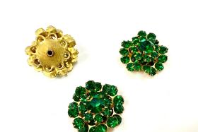16mm Vintage brass Swarovski Flower Design Emerald crystal Embellishment DIY Supplies wedding decorations