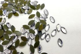Swarovski 8x4 mm 2200 vintage rose cut faceted flat back Hotfix navette glass cabs cabochons