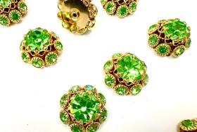 18 mm Vintage Gold plated in Peridot colored Swarovski crystals Embellishment DIY Supplies wedding decorations