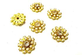 16mm Vintage brass Swarovski Flower Design in pearls and crystal Embellishment DIY Supplies wedding decorations