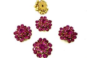16mm Vintage brass Swarovski Flower Design in Fuchsia crystal Embellishment DIY Supplies wedding decorations