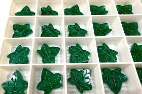 Vintage Swarovski Elements 17x 15.5mm leaf Beads in Emerald