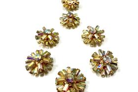 Vintage Swarovski Crystal AB Embellishment, Gold Plated (18mm)