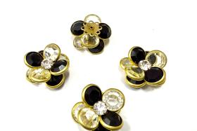 22 mm in brass channel beads in unfoiled crystal & jet Embellishment DIY Supplies wedding decorations