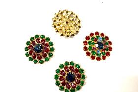21mm Vintage gold plated Swarovski three layers Design in multi colored Embellishment DIY Supplies wedding decorations