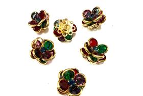 16mm Vintage gold plated Swarovski Flower Design in multi coloured Embellishment DIY Supplies wedding decorations
