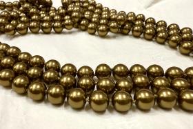 Vintage Swarovski 8mm Crystal Antique Brass Round Pearl Beads