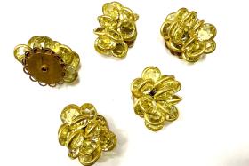 Vintage Swarovski Jonquil Crystal Flower Button, Brass Metal (25x22mm)