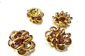 Vintage Swarovski Light Amethyst Crystal Flower Beads, Gold Plated (25x22mm)