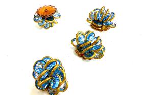 Vintage Swarovski Light Sapphire Crystal Flower Beads, DIY Jewelry Supplies (25X 22MM)