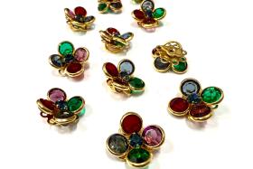 16mm Vintage Gold Plated Swarovski Crystal Flower Embellishment