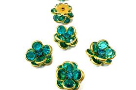 16mm Vintage brass Swarovski Flower Design in Blue Zircon Embellishment DIY Supplies wedding decorations