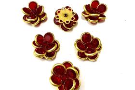 16mm Vintage brass Swarovski Flower Design in Siam Embellishment DIY Supplies wedding decorations