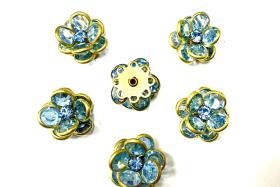 16mm Vintage brass Swarovski Flower Design in Light Sapphire Embellishment DIY Supplies wedding decorations