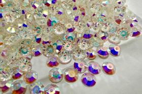 5mm Preciosa Loch Rose Viva12 Crystal AB unfoiled: Sew-On Stones for Sewing, Czech Glass Crystals, Genuine Preciosa