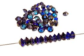 Vintage Swarovski Bicone Beads, Bermuda Blue 6x4mm