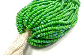 11/0 Charlotte Cut Seed Beads: Patina Opaque Green Aurore Boreale