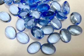 Vintage Swarovski Light Sapphire unfoiled Cabochons, 14x10mm Oval Flat Back unfoiled