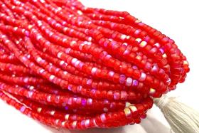 Charlotte Cut Seed Beads 11/0, Patina Matt Light Ruby Aurore Boreale