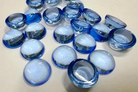 14 mm Swarovski Round Cabochon Cabs Light Sapphire unfoiled Article # 2090/4 Vintage Flat Back